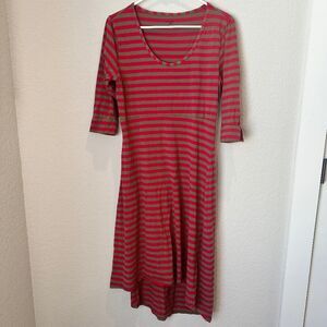 Horny Toad Toad&Co Red & Brown Striped Organic Cotton Midi Dress - Size M - EUC